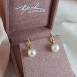 South Sea Pearl & Diamond Drop Huggie Earrings