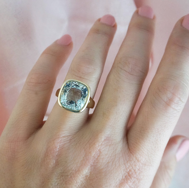 Aquamarine Cocktail Dress Ring