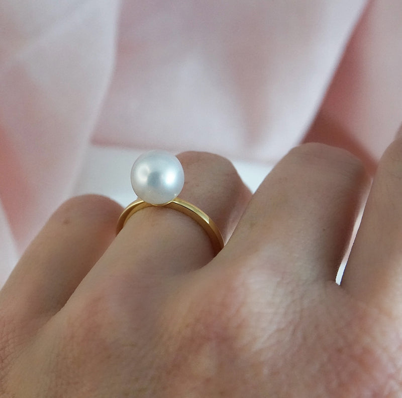 South Sea High Button Pearl Ring