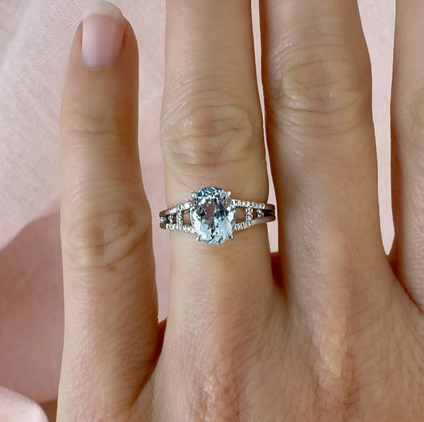 Aquamarine and Diamond Ring
