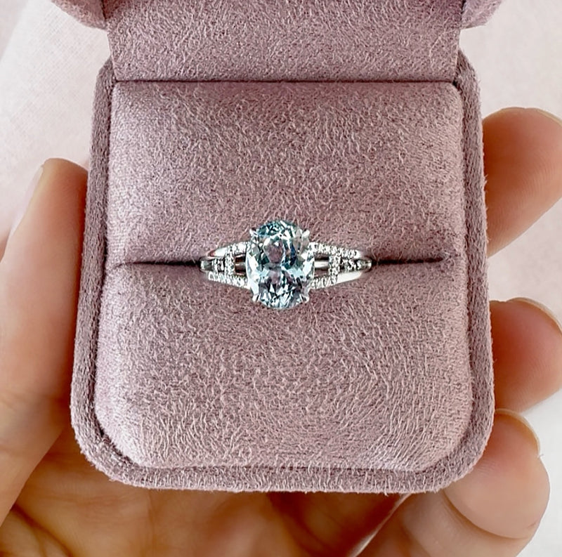 Aquamarine and Diamond Ring