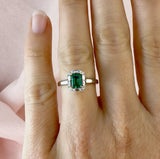 Emerald Cut Emerald and Diamond Ring
