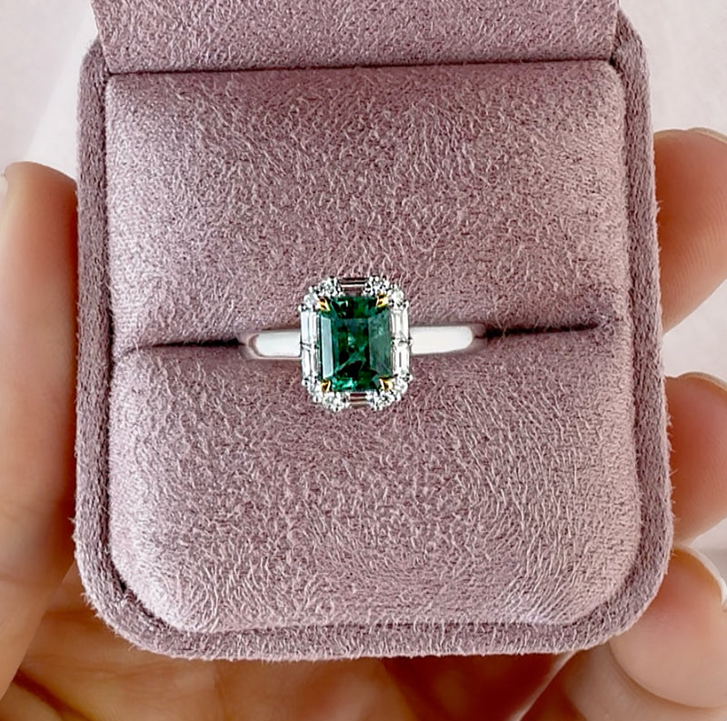 Emerald Cut Emerald and Diamond Ring
