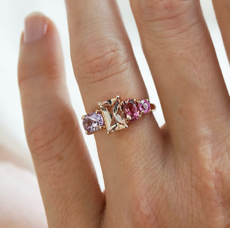 Morganite, Sapphire, Tourmaline & Amethyst Dress Ring