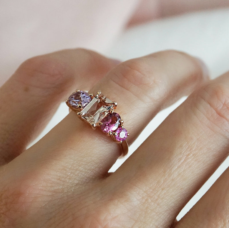 Morganite, Sapphire, Tourmaline & Amethyst Dress Ring