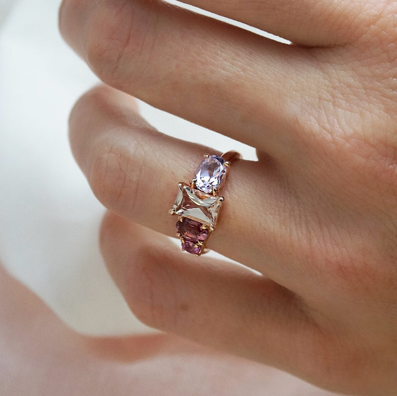 Morganite, Sapphire, Tourmaline & Amethyst Dress Ring