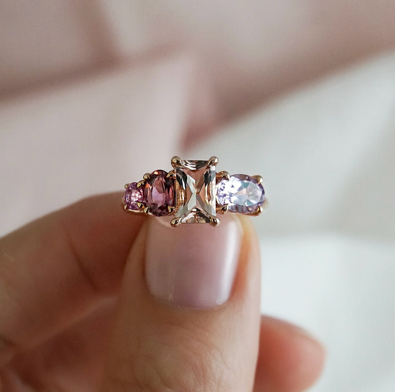 Morganite, Sapphire, Tourmaline & Amethyst Dress Ring