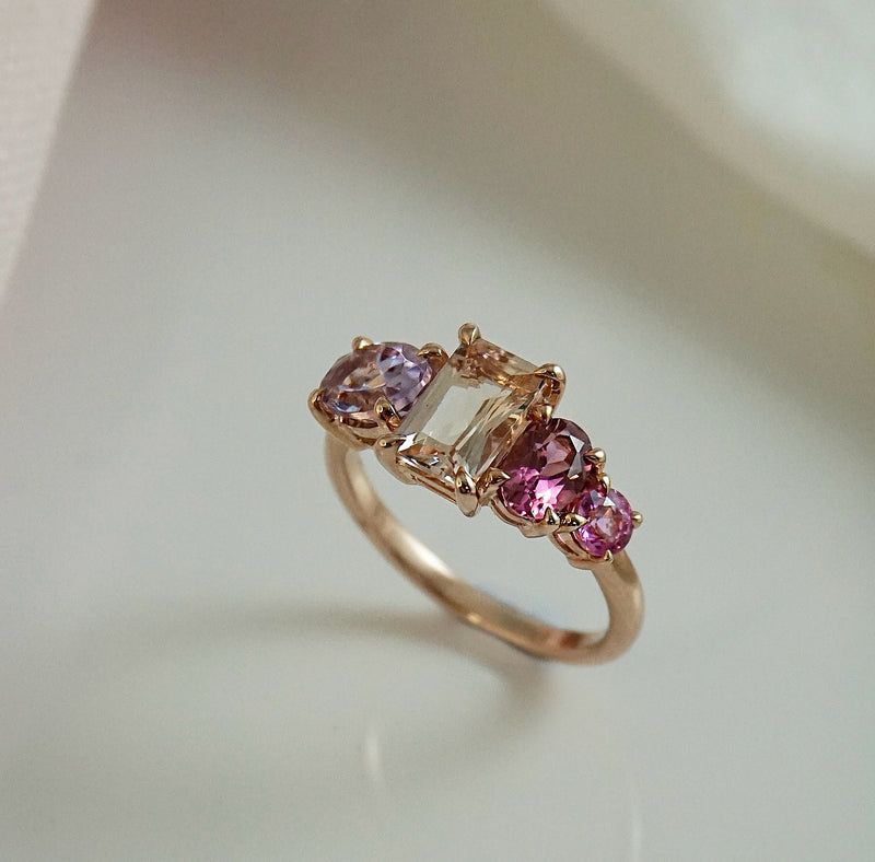 Morganite, Sapphire, Tourmaline & Amethyst Dress Ring