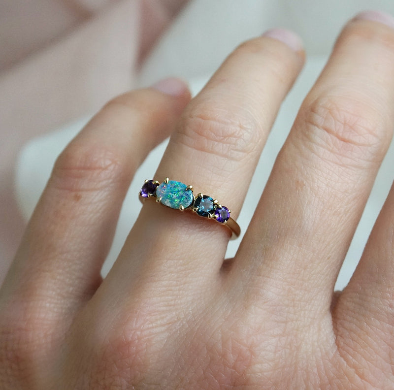 Opal, Amethyst & London Blue Topaz Ring