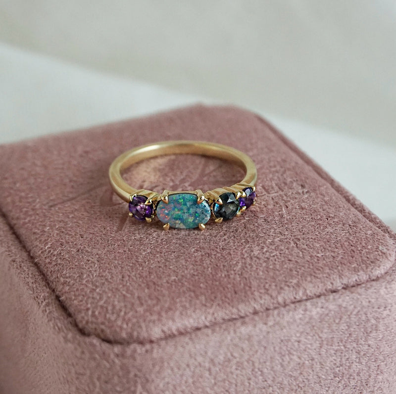 Opal, Amethyst & London Blue Topaz Ring