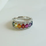 Multi-Coloured Sapphire & Diamond Anniversary Ring