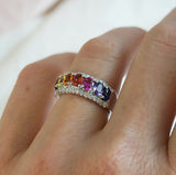 Multi-Coloured Sapphire & Diamond Anniversary Ring