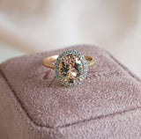 Morganite & Diamond Halo Ring