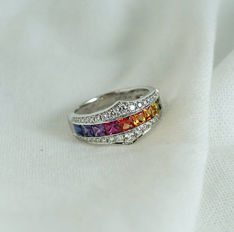 Multi-Coloured Sapphire & Diamond Dress Ring