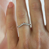 'V' Shaped Claw Set Diamond White Gold Wedding Ring