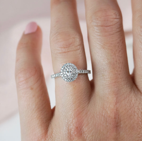 Double Halo Ring With Oval Diamond