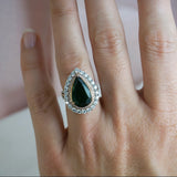 Pear Emerald and Diamond Ring