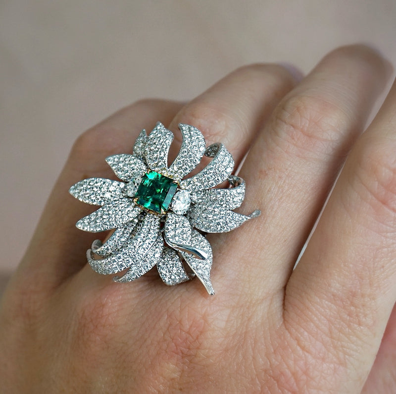 Trilogy Transformer Emerald and Diamond Ring