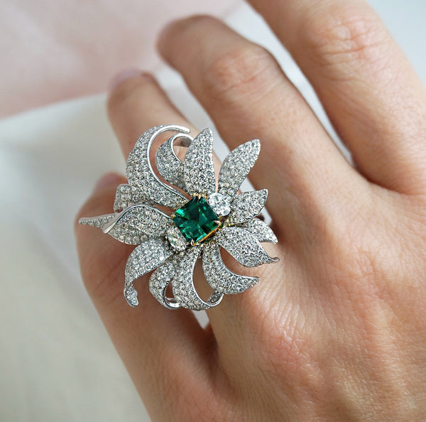 Trilogy Transformer Emerald and Diamond Ring