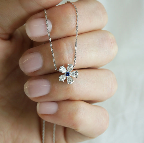 Diamond & Sapphire Flower Pendant