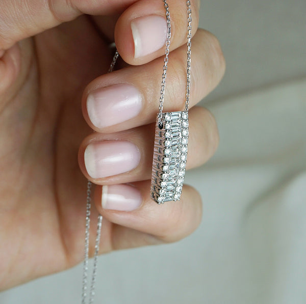 Baguette Diamond Drop Pendant