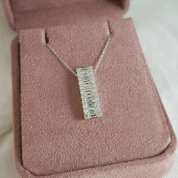 Baguette Diamond Drop Pendant