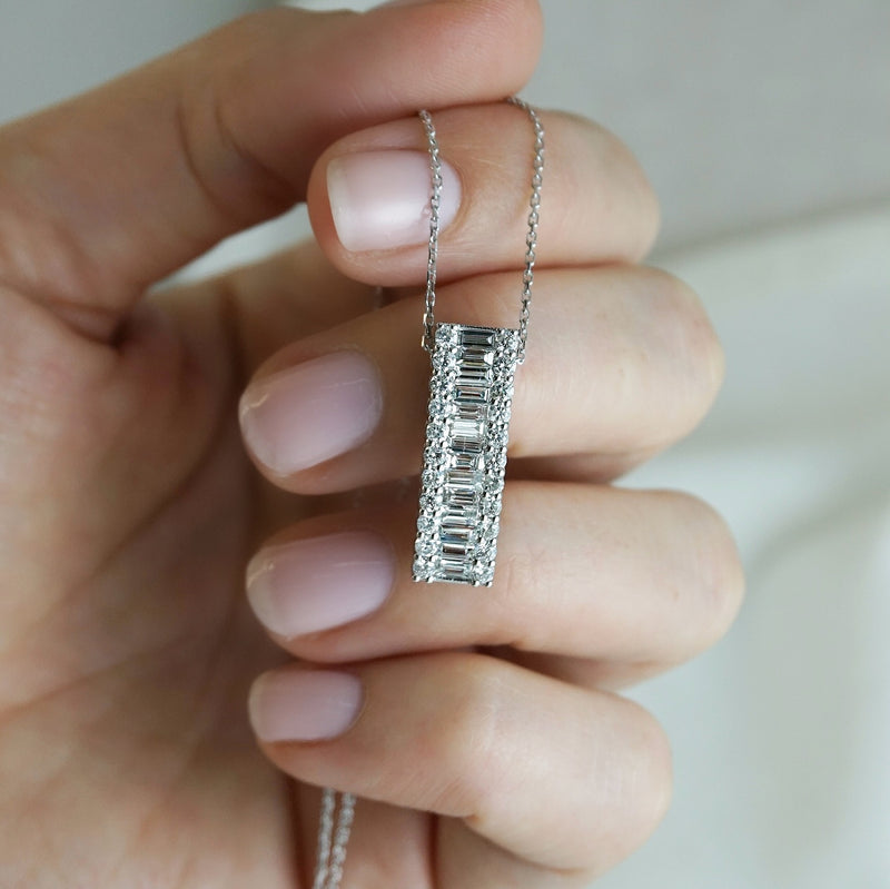 Baguette Diamond Drop Pendant