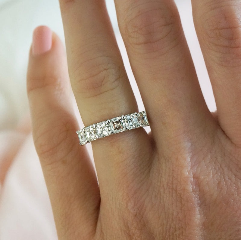 Asscher Cut Diamond Set Wedding Ring