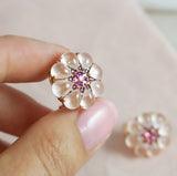 'Grande Roue' Rose Quartz, Pink Sapphire & Pink Tourmaline Earrings