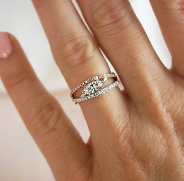 Marquise White & Pink Diamond Ring