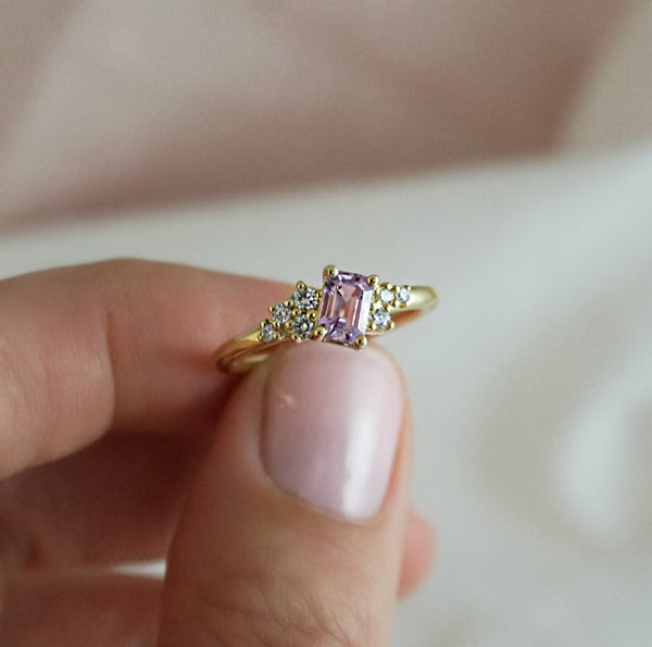 Pink Sapphire & Diamond Ring