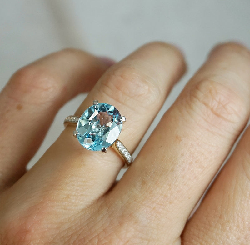 Blue Topaz & Diamond Ring