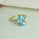 Blue Topaz & Diamond Ring