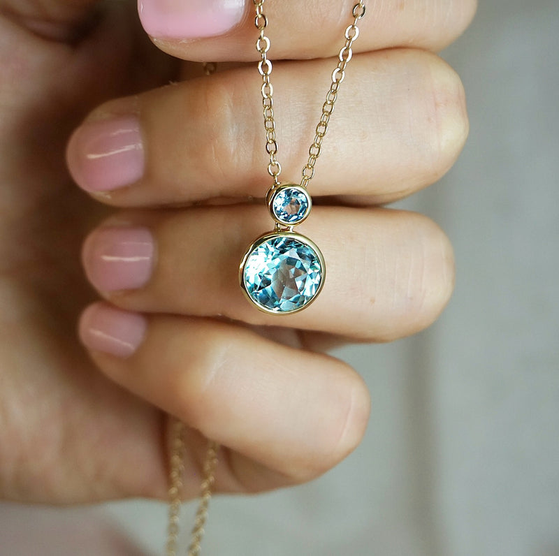 Bezel Set Blue Topaz Pendant