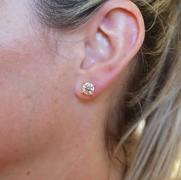 Lab Grown Diamond Solitaire Stud Earrings TDW=2.00ct