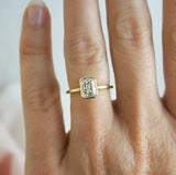 'Evelyn' Bezel Set Emerald Cut Diamond Ring