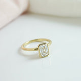 'Evelyn' Bezel Set Emerald Cut Diamond Ring