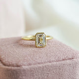 'Evelyn' Bezel Set Emerald Cut Diamond Ring