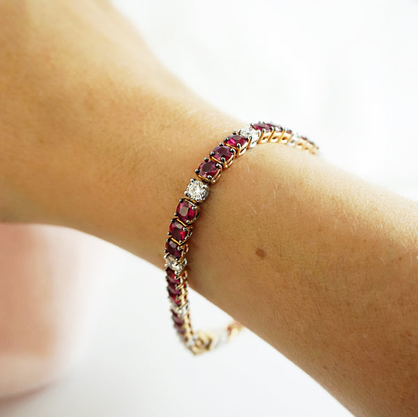 Ruby and Diamond Tennis Bracelet