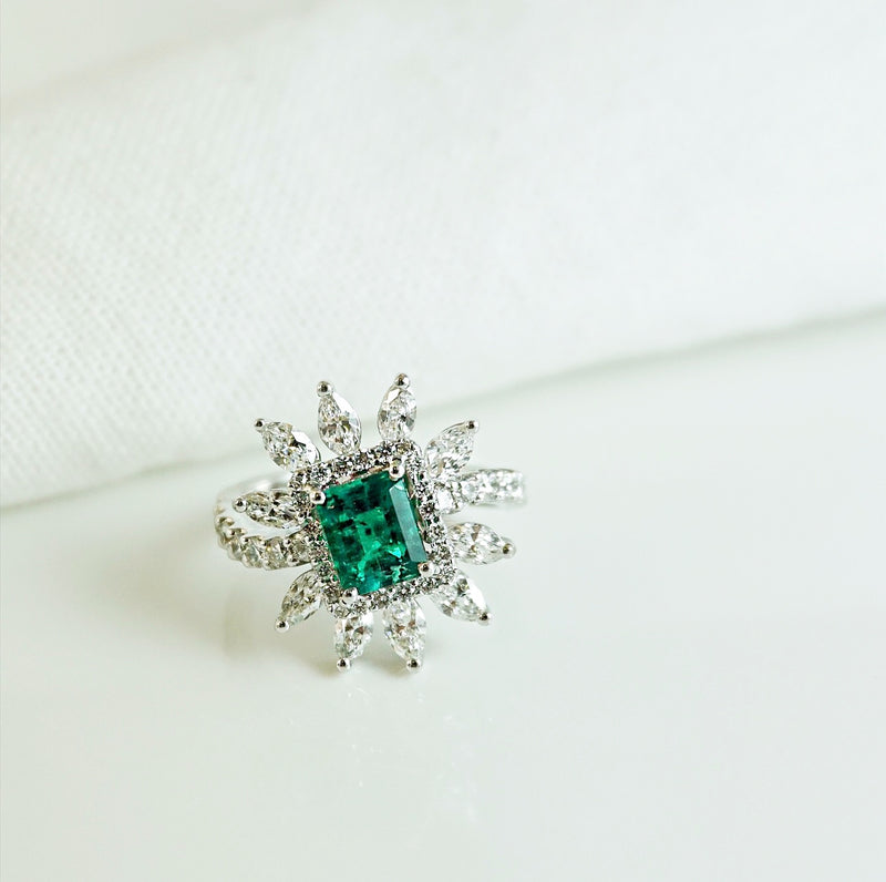 Emerald and Diamond Glamour Ring