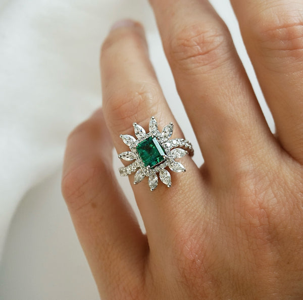 Emerald and Diamond Glamour Ring