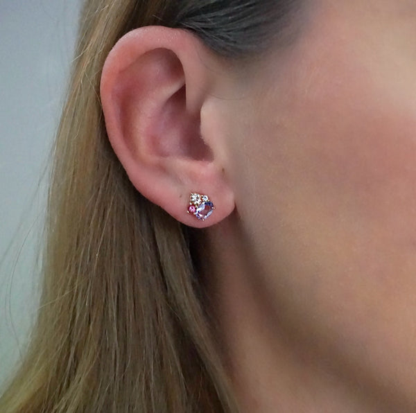 Multi Stone Cluster Earrings
