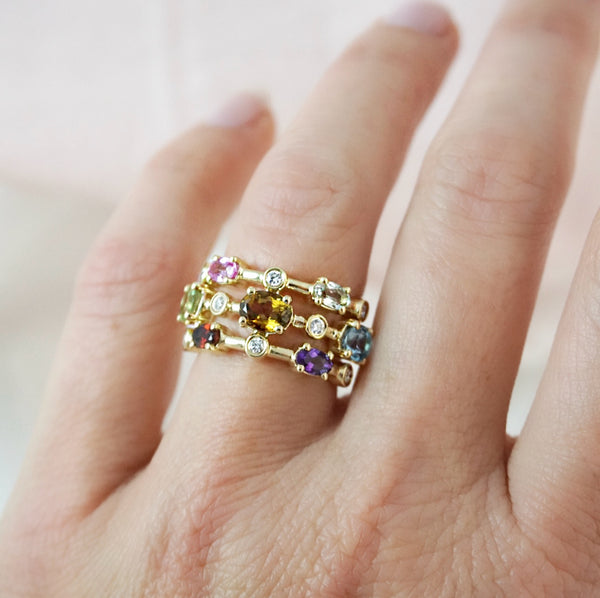 Multi Stone Wide Ring