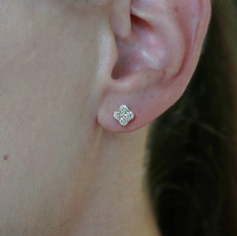 White Gold Clover Diamond Earrings