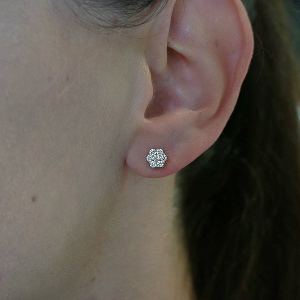 White Gold Diamond Clover Earrings