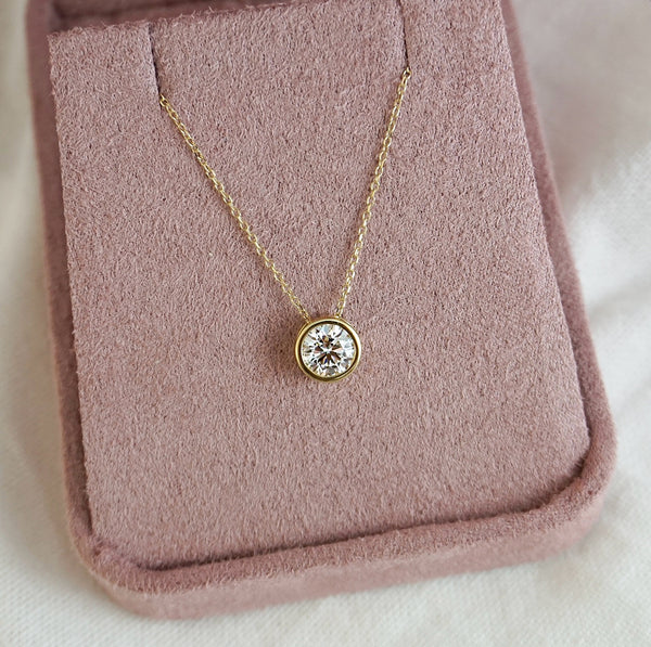 Bezel Set Solitaire Diamond Pendant-Yellow Gold