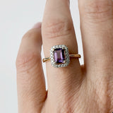 Yellow Gold Amethyst & Diamond Halo Ring