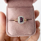 Yellow Gold Amethyst & Diamond Halo Ring