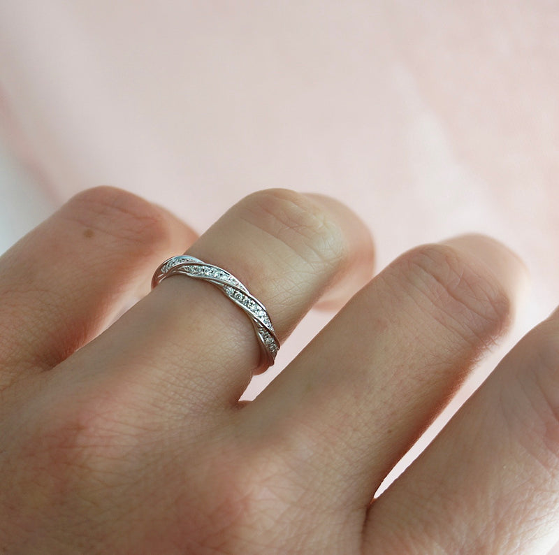 Twist Band Diamond Set Wedding Ring