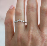 'V' Shaped Claw Set Marquise Diamond White Gold Wedding Ring